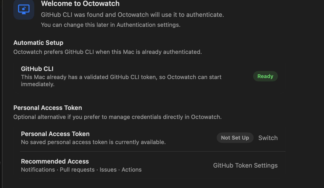 Octowatch first-run setup sheet